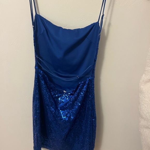 Lucy in the Sky Sparkling Blue Backless Dress - Picture 4 of 4
